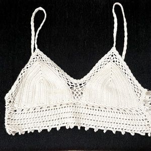 Women’s Bralette Cream Size Medium Crochet Bralette